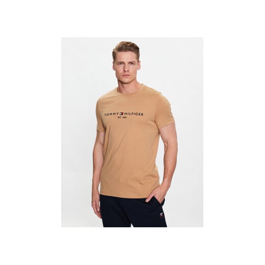 Tommy Hilfiger T-Shirt Logo MW0MW11797 Brązowy Slim Fit ze sklepu MODIVO w kategorii T-shirty męskie - zdjęcie 168582613