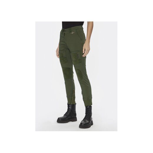 Aeronautica Militare Spodnie materiałowe 232PA1567DCT3017 Zielony Regular Fit ze sklepu MODIVO w kategorii Spodnie damskie - zdjęcie 168582673