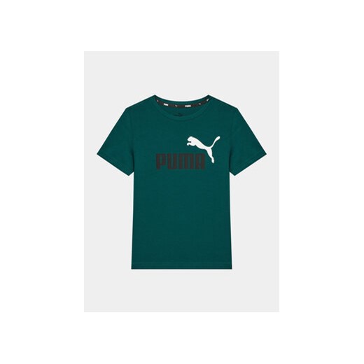 Puma T-Shirt Ess+ 2 Col Logo 586985 Zielony Regular Fit ze sklepu MODIVO w kategorii T-shirty chłopięce - zdjęcie 168585672