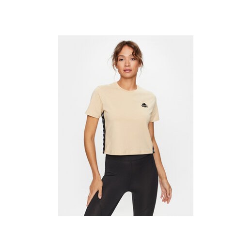 Kappa T-Shirt 313021 Beżowy Relaxed Fit ze sklepu MODIVO w kategorii Bluzki damskie - zdjęcie 168585743