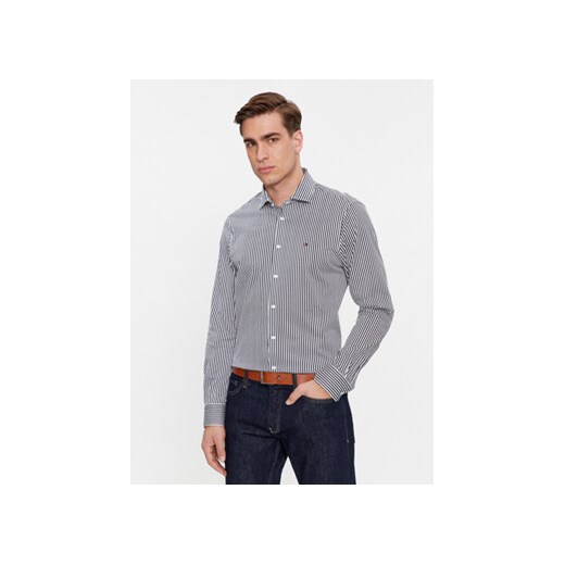 Tommy Hilfiger Koszula Cl Knitted Stripe Sf Shirt MW0MW34229 Granatowy Slim Fit ze sklepu MODIVO w kategorii Koszule męskie - zdjęcie 168585842