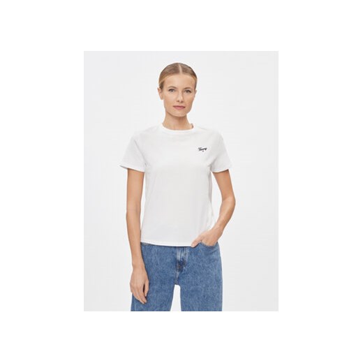 Tommy Jeans T-Shirt Script DW0DW17367 Biały Regular Fit ze sklepu MODIVO w kategorii Bluzki damskie - zdjęcie 168587914