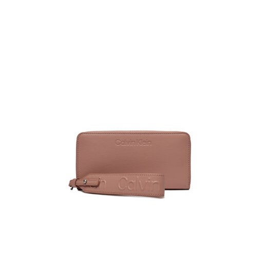 Calvin Klein Duży Portfel Damski Gracie Wallet W/Strap Lg K60K611388 Różowy ze sklepu MODIVO w kategorii Portfele damskie - zdjęcie 168589622