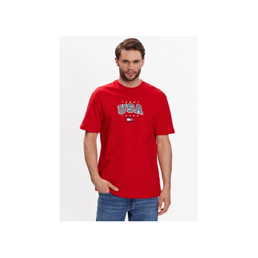 Tommy Jeans T-Shirt Classic Modern Sport USA DM0DM16406 Czerwony Regular Fit ze sklepu MODIVO w kategorii T-shirty męskie - zdjęcie 168590911