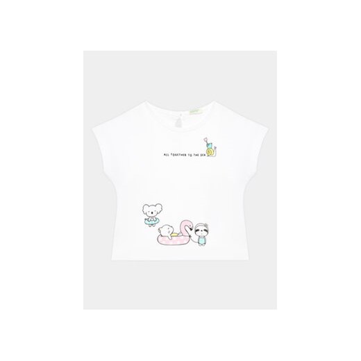 United Colors Of Benetton T-Shirt 3I1XA102W Biały Regular Fit ze sklepu MODIVO w kategorii Koszulki niemowlęce - zdjęcie 168591124