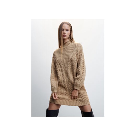 Mango Sukienka dzianinowa Bambi 37059086 Brązowy Regular Fit Mango XXS okazyjna cena MODIVO