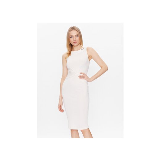 Guess Sukienka dzianinowa Ernestine W3GK25 KBPF0 Biały Slim Fit ze sklepu MODIVO w kategorii Sukienki - zdjęcie 168592932