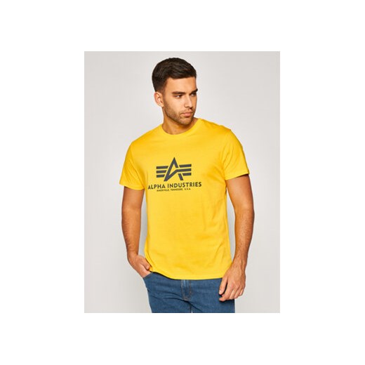 Alpha Industries T-Shirt Basic 100501 Żółty Regular Fit ze sklepu MODIVO w kategorii T-shirty męskie - zdjęcie 168593323