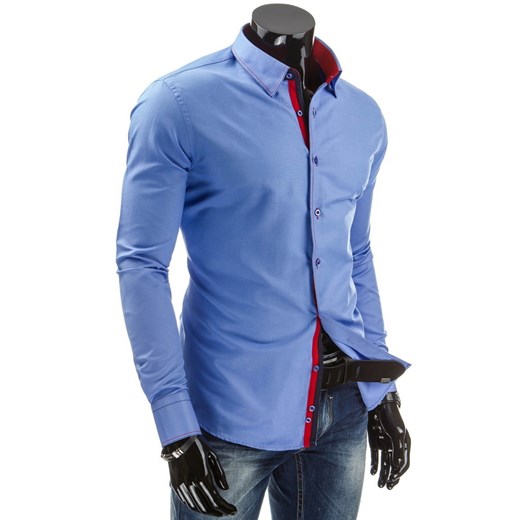 Koszula z długim rękawem (dx0741) dstreet niebieski bawełna