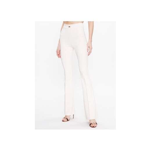 Elisabetta Franchi Spodnie materiałowe PA-054-31E2-V250 Écru Regular Fit ze sklepu MODIVO w kategorii Spodnie damskie - zdjęcie 168593892