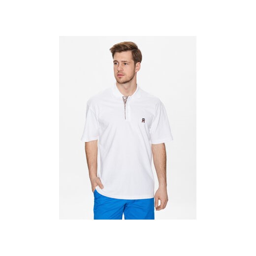 Tommy Hilfiger Polo Monogram Placket MW0MW30785 Biały Loose Fit ze sklepu MODIVO w kategorii T-shirty męskie - zdjęcie 168595450