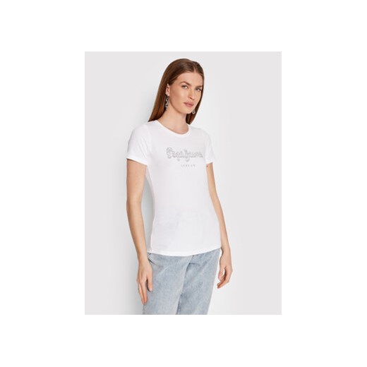 Pepe Jeans T-Shirt Beatrice PL504434 Biały Regular Fit ze sklepu MODIVO w kategorii Bluzki damskie - zdjęcie 168596520