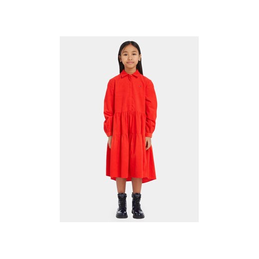 Tommy Hilfiger Sukienka koszulowa KG0KG07575 Czerwony Regular Fit ze sklepu MODIVO w kategorii Sukienki dziewczęce - zdjęcie 168597423