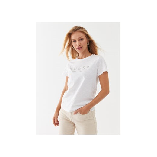 Guess T-Shirt W3GI76 K8G01 Biały Regular Fit ze sklepu MODIVO w kategorii Bluzki damskie - zdjęcie 168597862