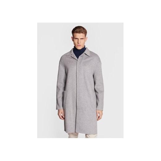 Calvin Klein Płaszcz wełniany K10K109549 Szary Regular Fit ze sklepu MODIVO w kategorii Płaszcze męskie - zdjęcie 168598440