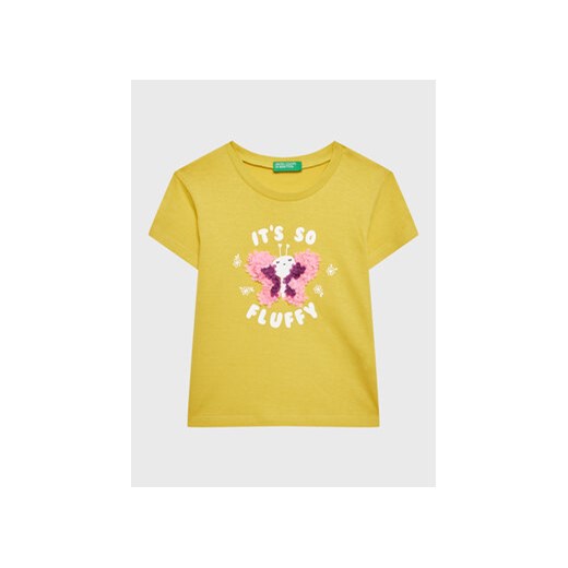 United Colors Of Benetton T-Shirt 3096G107O Żółty Regular Fit ze sklepu MODIVO w kategorii Bluzki dziewczęce - zdjęcie 168599323