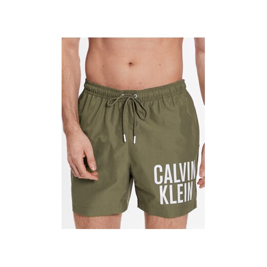 Calvin Klein Swimwear Szorty kąpielowe KM0KM00794 Beżowy Regular Fit ze sklepu MODIVO w kategorii Kąpielówki - zdjęcie 168600032