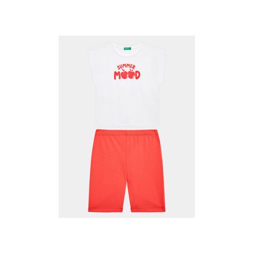 United Colors Of Benetton Komplet t-shirt i spodenki 3096GK008 Biały Regular Fit ze sklepu MODIVO w kategorii Komplety dziewczęce - zdjęcie 168600073