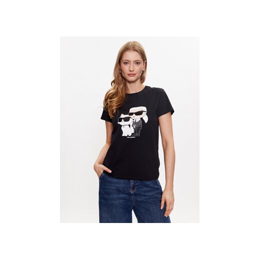KARL LAGERFELD T-Shirt Ikonik 2.0 230W1704 Czarny Regular Fit ze sklepu MODIVO w kategorii Bluzki damskie - zdjęcie 168600583