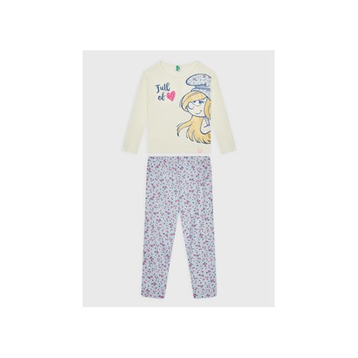 United Colors Of Benetton Piżama 3Y5E0P01W Biały Regular Fit ze sklepu MODIVO w kategorii Piżamy dziecięce - zdjęcie 168602331