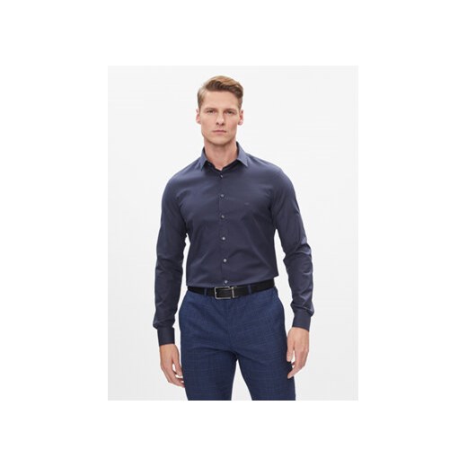 Calvin Klein Koszula K10K112305 Granatowy Slim Fit ze sklepu MODIVO w kategorii Koszule męskie - zdjęcie 168604951