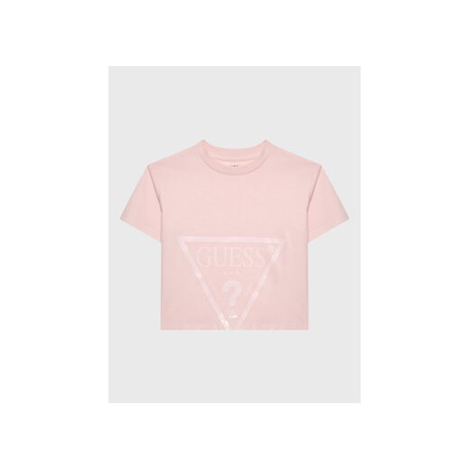 Guess T-Shirt J2BI41 K8HM0 Różowy Cropped Fit ze sklepu MODIVO w kategorii Bluzki dziewczęce - zdjęcie 168606350