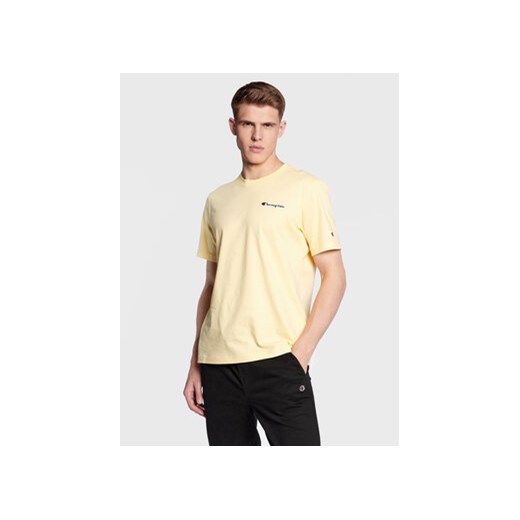 Champion T-Shirt Small Script Logo Embroidery 218006 Żółty Regular Fit ze sklepu MODIVO w kategorii T-shirty męskie - zdjęcie 168606703
