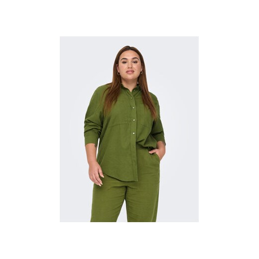 ONLY Carmakoma Spodnie materiałowe 15280234 Zielony Regular Fit ze sklepu MODIVO w kategorii Spodnie damskie - zdjęcie 168608430