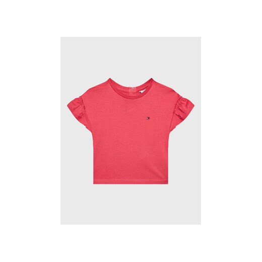 Tommy Hilfiger T-Shirt Ruffle KG0KG07101 M Różowy Regular Fit ze sklepu MODIVO w kategorii Bluzki dziewczęce - zdjęcie 168609213