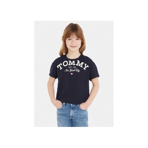 Tommy Hilfiger T-Shirt Logo KG0KG07637 Granatowy Regular Fit ze sklepu MODIVO w kategorii Bluzki dziewczęce - zdjęcie 168609650