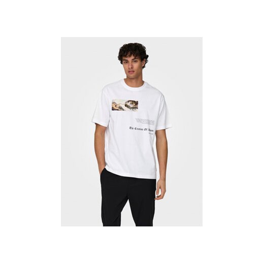 Only & Sons T-Shirt Apoh 22028207 Biały Relaxed Fit ze sklepu MODIVO w kategorii T-shirty męskie - zdjęcie 168611074