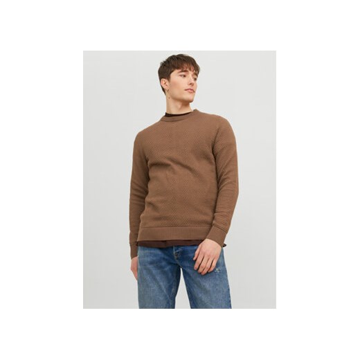 Jack&Jones Sweter 12212816 Brązowy Regular Fit ze sklepu MODIVO w kategorii Swetry męskie - zdjęcie 168611104
