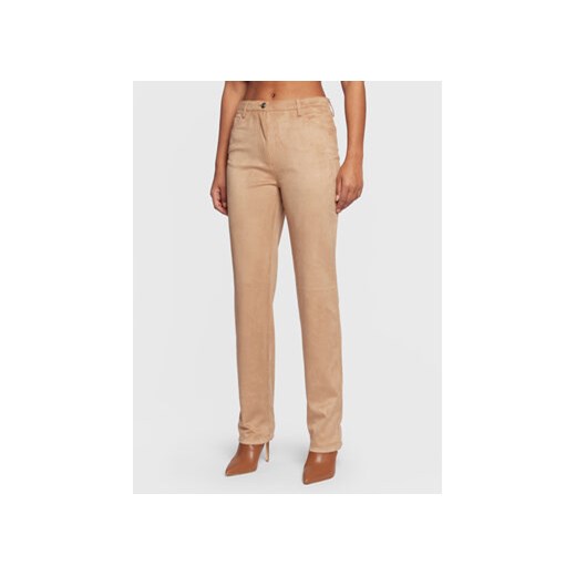 Guess Spodnie materiałowe Kelly W3RA0M WE0L0 Beżowy Straight Fit ze sklepu MODIVO w kategorii Spodnie damskie - zdjęcie 168611341
