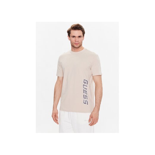 Guess T-Shirt Chile Z3GI11 J1314 Beżowy Slim Fit ze sklepu MODIVO w kategorii T-shirty męskie - zdjęcie 168611401