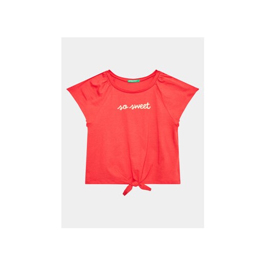 United Colors Of Benetton T-Shirt 3096G108Y Czerwony Regular Fit ze sklepu MODIVO w kategorii Bluzki dziewczęce - zdjęcie 168614351
