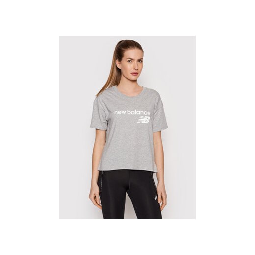 New Balance T-Shirt Stacked WT03805 Szary Relaxed Fit ze sklepu MODIVO w kategorii Bluzki damskie - zdjęcie 168615894