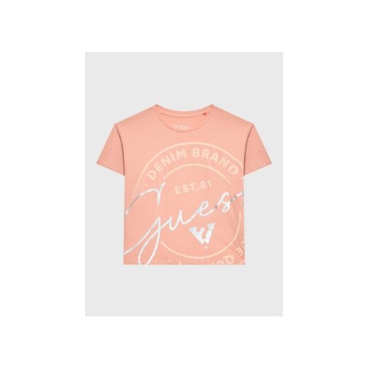 Guess T-Shirt J3GI10 K6YW1 Różowy Regular Fit ze sklepu MODIVO w kategorii Bluzki dziewczęce - zdjęcie 168616870