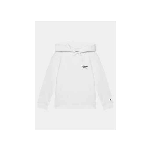 Calvin Klein Jeans Bluza Stack Logo IB0IB01293 Biały Regular Fit ze sklepu MODIVO w kategorii Bluzy chłopięce - zdjęcie 168617744