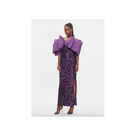 ROTATE Sukienka koktajlowa Sequins Bow 1115762073 Fioletowy Slim Fit ze sklepu MODIVO w kategorii Sukienki - zdjęcie 168618734