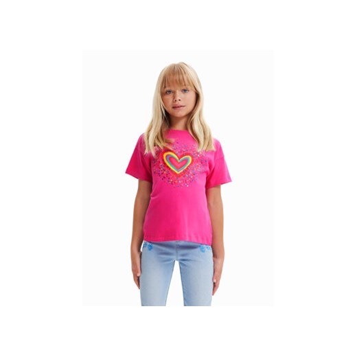 Desigual T-Shirt 23SGTK20 Różowy Regular Fit ze sklepu MODIVO w kategorii Bluzki dziewczęce - zdjęcie 168619410