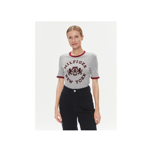 Tommy Hilfiger T-Shirt Varsity WW0WW39834 Szary Regular Fit ze sklepu MODIVO w kategorii Bluzki damskie - zdjęcie 168619812