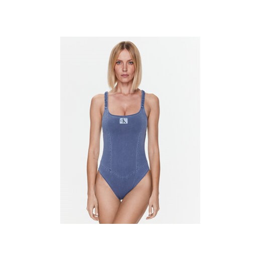 Calvin Klein Swimwear Strój kąpielowy KW0KW02072 Niebieski ze sklepu MODIVO w kategorii Stroje kąpielowe - zdjęcie 168620404