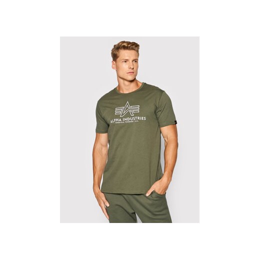Alpha Industries T-Shirt Basic 118505 Zielony Regular Fit ze sklepu MODIVO w kategorii T-shirty męskie - zdjęcie 168620721
