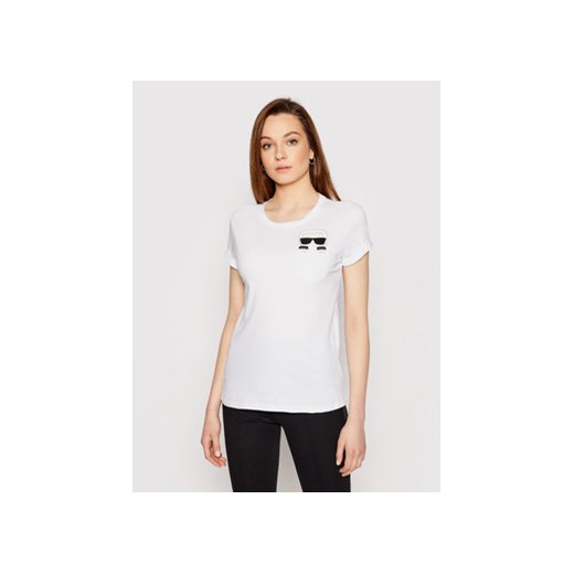 KARL LAGERFELD T-Shirt Ikonik Karl Pocket 210W1720 Biały Regular Fit Karl Lagerfeld XL okazja MODIVO