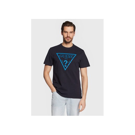 Guess T-Shirt Reflective Logo M3GI44 K9RM1 Granatowy Slim Fit ze sklepu MODIVO w kategorii T-shirty męskie - zdjęcie 168621493