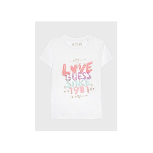 Guess T-Shirt K3GI01 K6YW3 Biały Regular Fit ze sklepu MODIVO w kategorii Bluzki dziewczęce - zdjęcie 168622744