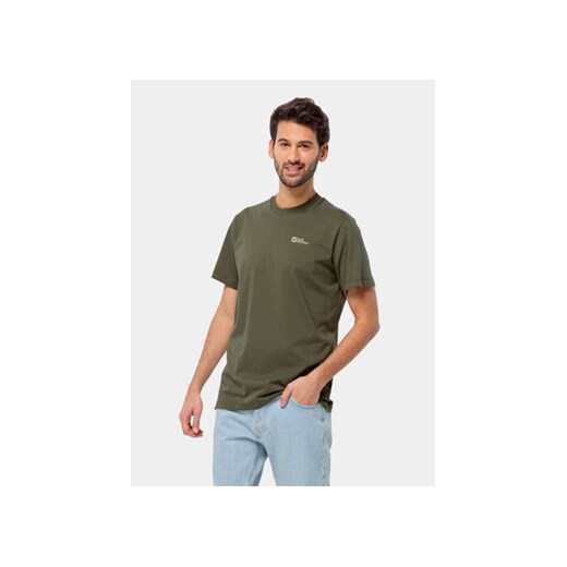 Jack Wolfskin T-Shirt Essential T 1808382 Khaki Regular Fit ze sklepu MODIVO w kategorii T-shirty męskie - zdjęcie 168623852