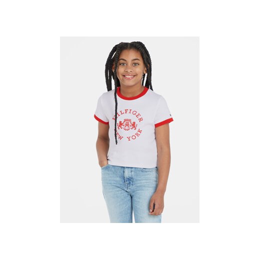 Tommy Hilfiger T-Shirt KG0KG07645 Biały Regular Fit ze sklepu MODIVO w kategorii Bluzki dziewczęce - zdjęcie 168626904