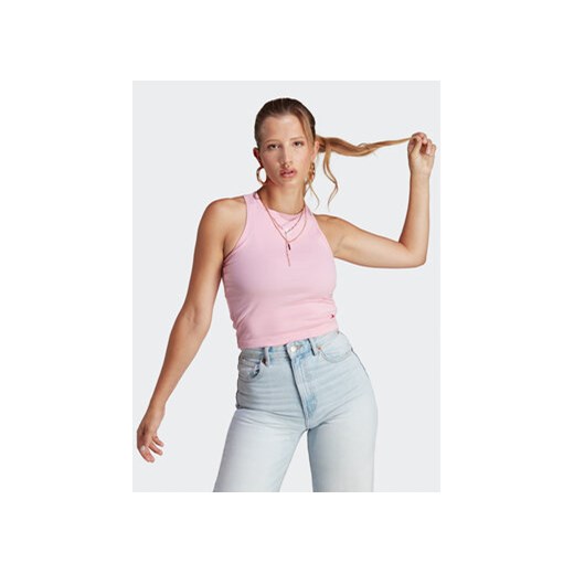 adidas T-Shirt Adicolor Essentials Rib Tank Top IB9108 Różowy Slim Fit ze sklepu MODIVO w kategorii Bluzki damskie - zdjęcie 168628083