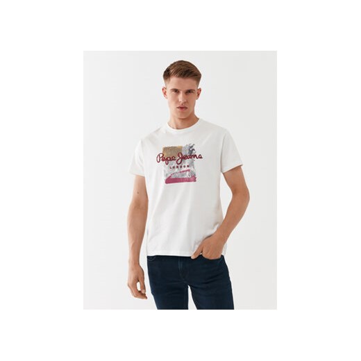 Pepe Jeans T-Shirt Melbourne Tee PM508978 Biały Regular Fit ze sklepu MODIVO w kategorii T-shirty męskie - zdjęcie 168628190